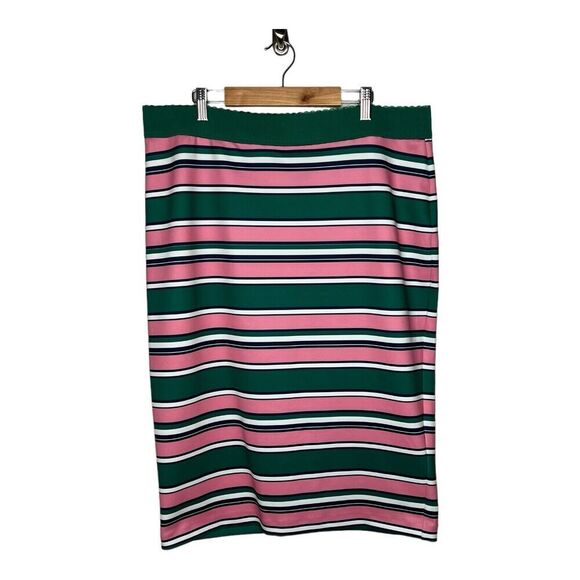 Draper James Eloquii Striped Pencil Skirt Womens Size 16 Career Pink Green - Picture 1 of 9